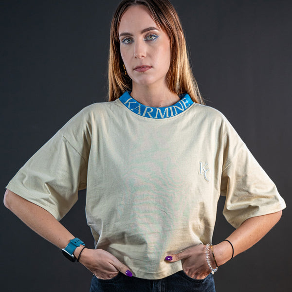 Cropped T-shirt Monogram Beige