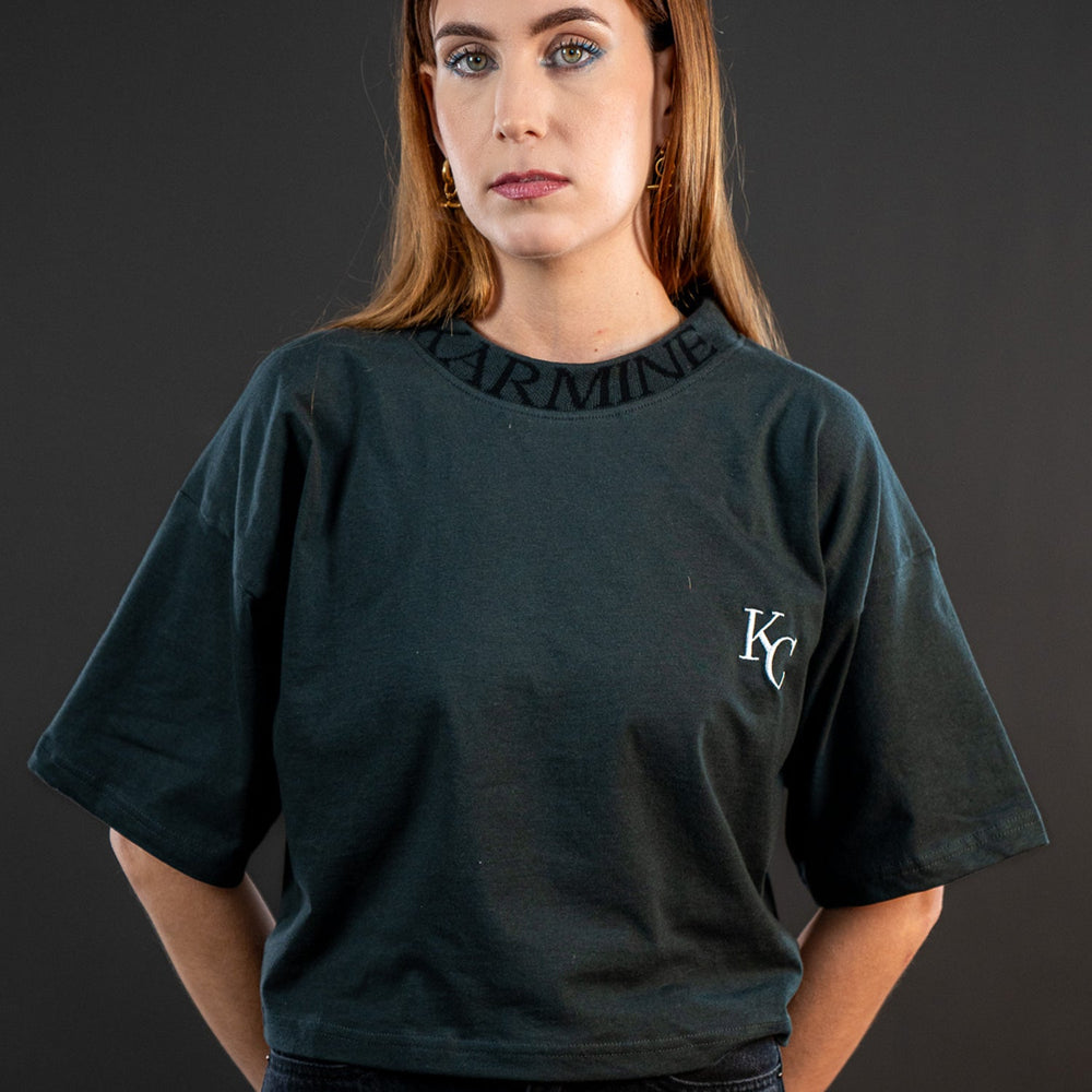 Cropped T-shirt Monogram Noir
