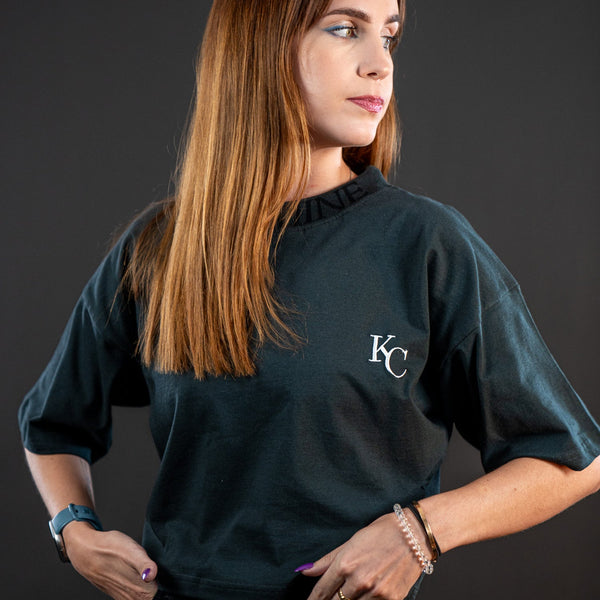 Cropped T-shirt Monogram Noir